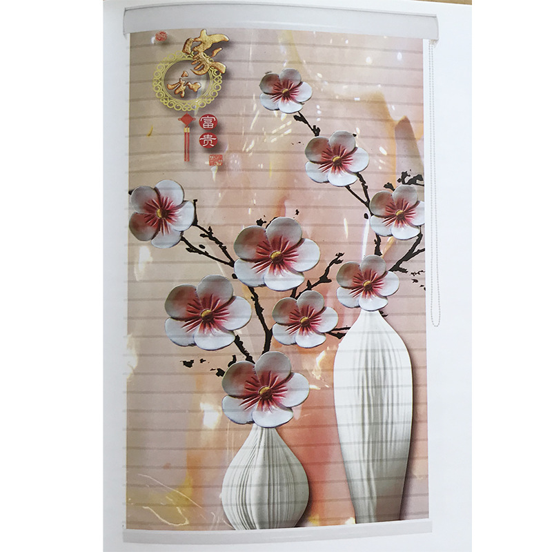 3D Printing Silk Silk Fabric Roller Shutter Curtain Roller Shutter Beads Bedroom Sunshade Shading Curtain Triple Shade