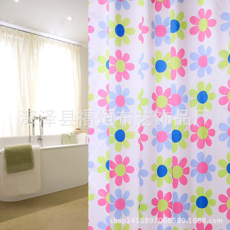 New printed shower curtain household polyester fabric shower curtain rural simple bathroom curtain manufacturers direct