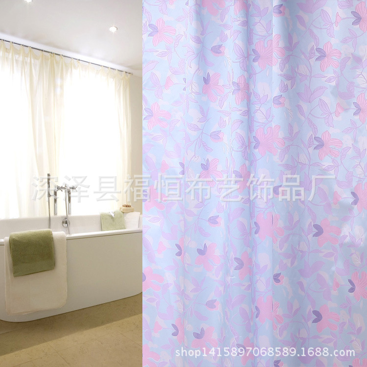 New printed shower curtain household polyester fabric shower curtain rural simple bathroom curtain manufacturers direct