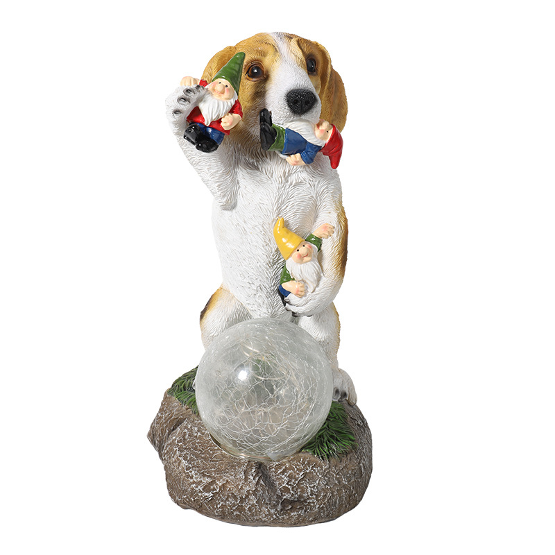 Domestic Ornaments Wholesale Cross-Border New Independent Station Crystal Ball Resin Crafts American Puppy Eating Elf