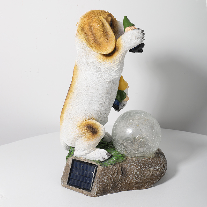 Domestic Ornaments Wholesale Cross-Border New Independent Station Crystal Ball Resin Crafts American Puppy Eating Elf