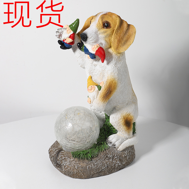 Domestic Ornaments Wholesale Cross-Border New Independent Station Crystal Ball Resin Crafts American Puppy Eating Elf