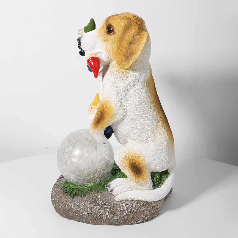 Domestic Ornaments Wholesale Cross-Border New Independent Station Crystal Ball Resin Crafts American Puppy Eating Elf