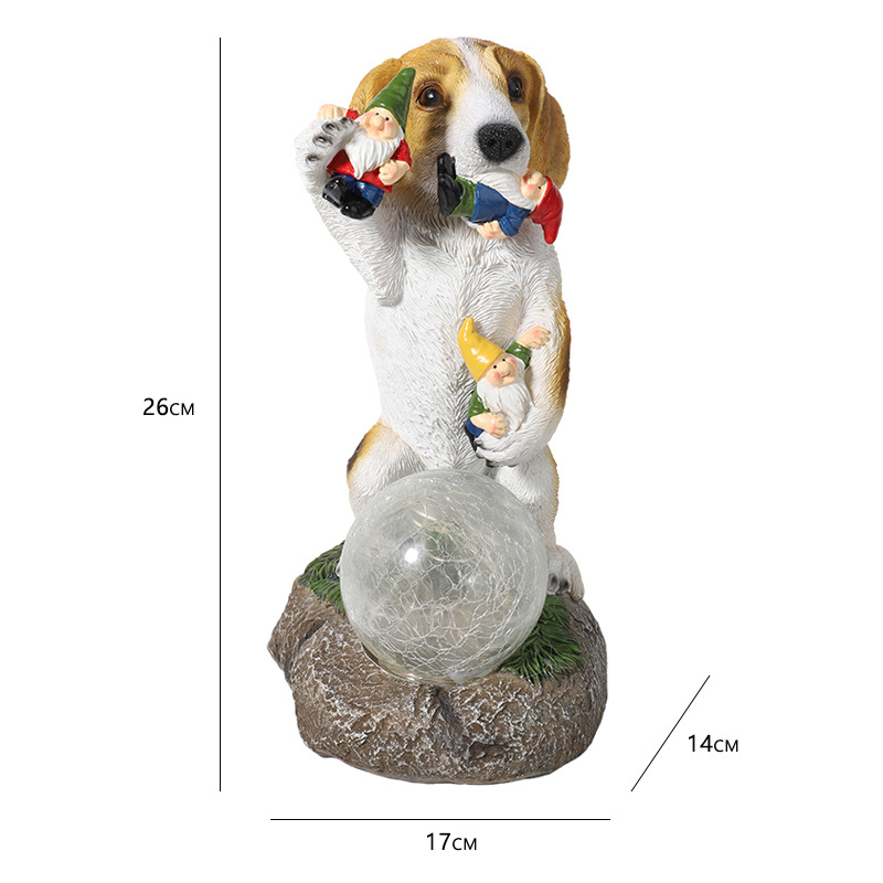 Domestic Ornaments Wholesale Cross-Border New Independent Station Crystal Ball Resin Crafts American Puppy Eating Elf