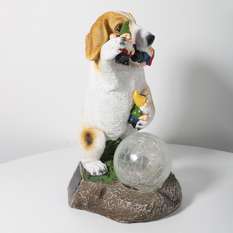 Domestic Ornaments Wholesale Cross-Border New Independent Station Crystal Ball Resin Crafts American Puppy Eating Elf