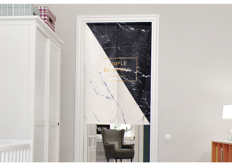 Nordic Fabric Door Curtain and Partition Curtain Household Bedroom Kitchen Covering Cloth Curtain Toilet Half Curtain Punch-Free