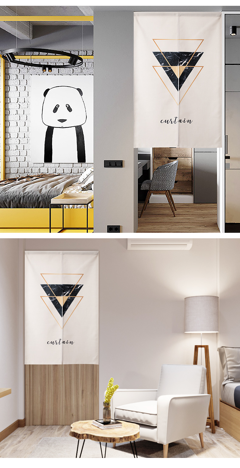 Nordic Fabric Door Curtain and Partition Curtain Household Bedroom Kitchen Covering Cloth Curtain Toilet Half Curtain Punch-Free