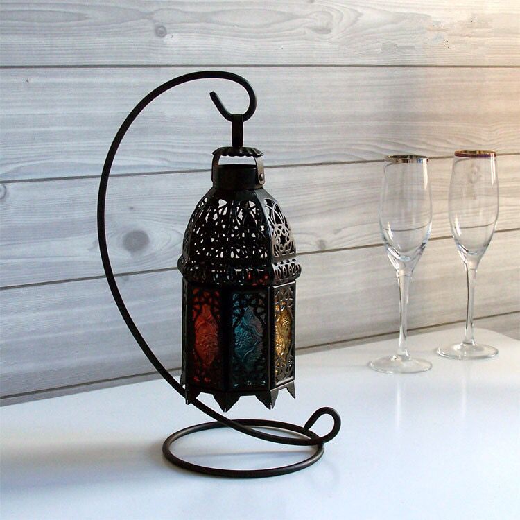 European-Style Iron Black and White Paint Storm Lantern Candlestick Hook Hanging Candlestick Hook Decoration Pendant Iron Craft