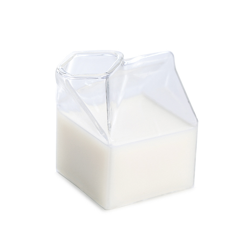 Qijun Supplies Factory Direct Sales Creative Us Milk Carton Glass Cup Milk Cup