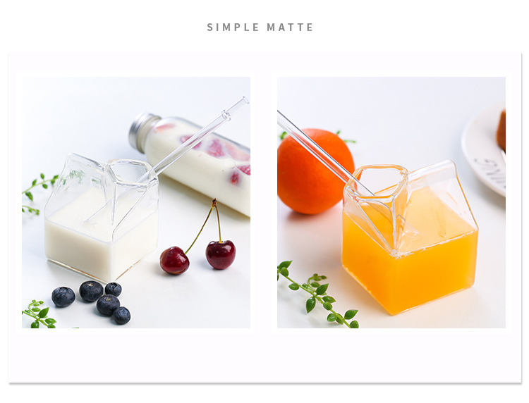 Qijun Supplies Factory Direct Sales Creative Us Milk Carton Glass Cup Milk Cup