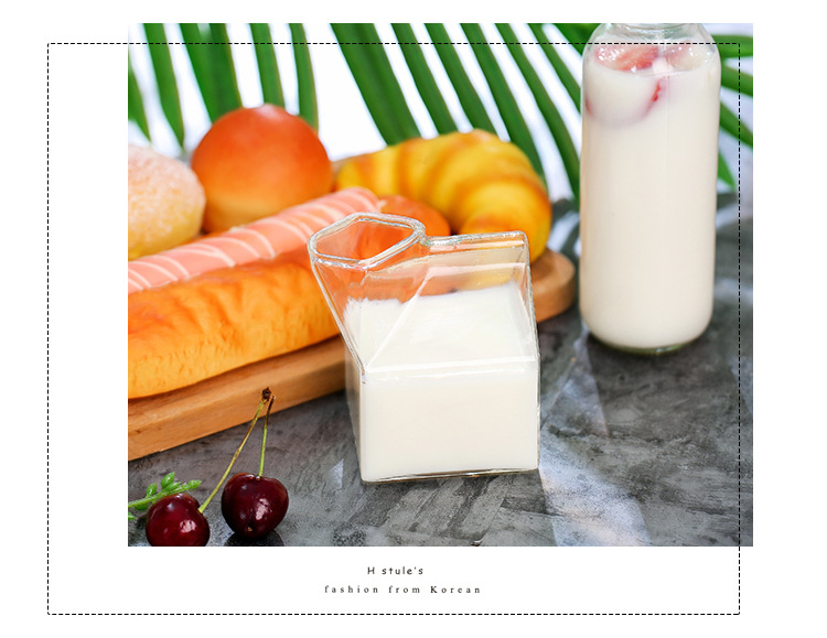 Qijun Supplies Factory Direct Sales Creative Us Milk Carton Glass Cup Milk Cup