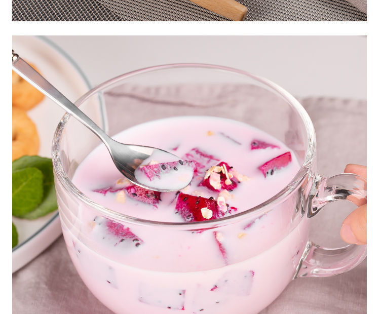 Household Children's Milk Cup Milk Powder Covered Handle Breakfast Transparent Straw Glass Cup Microwaveable Heating