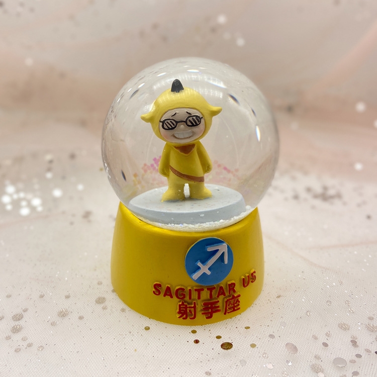 New 12 Constellation Naughty Doll Small Colorful Flash Light Resin Crystal Ball Decoration 65mm Gifts &amp; Crafts