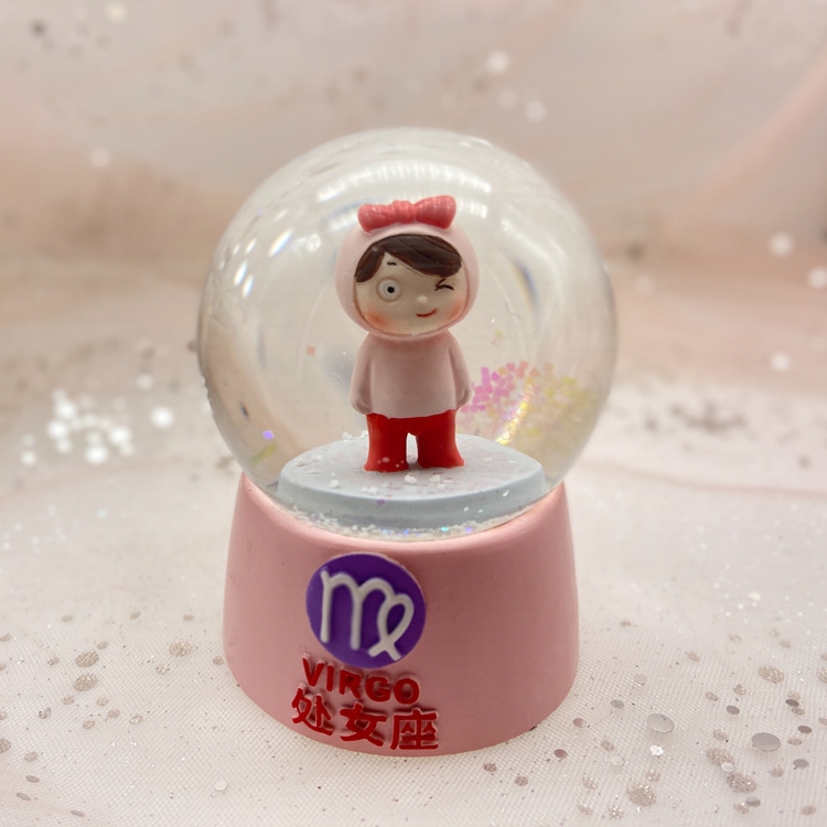 New 12 Constellation Naughty Doll Small Colorful Flash Light Resin Crystal Ball Decoration 65mm Gifts &amp; Crafts