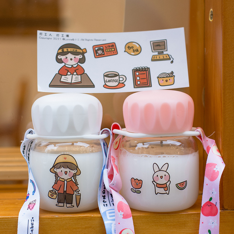 Cute Mini Glass Cup Small Korean Style Good-looking Water Cup Cartoon Portable Borosilicate Small Capacity Pocket Cup