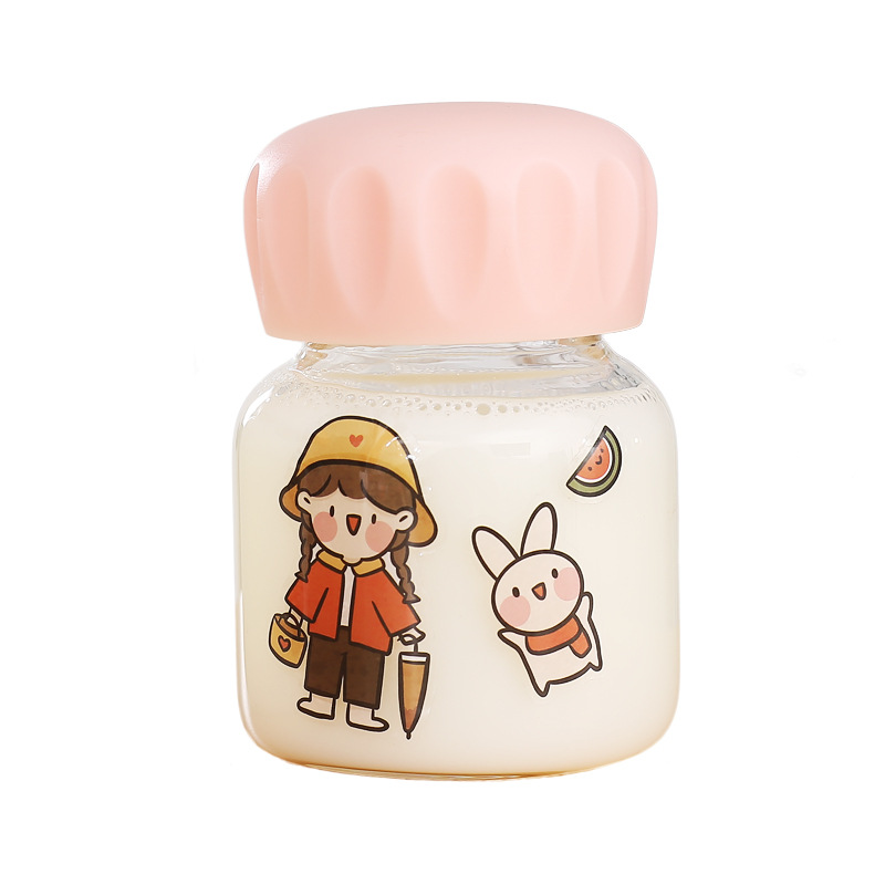 Cute Mini Glass Cup Small Korean Style Good-looking Water Cup Cartoon Portable Borosilicate Small Capacity Pocket Cup