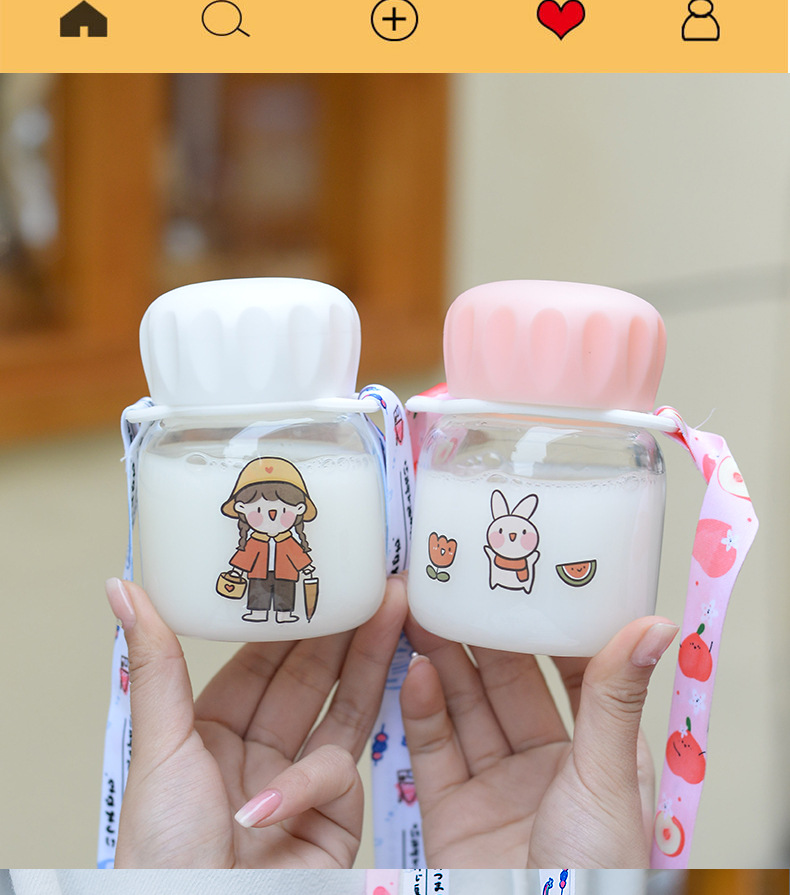 Cute Mini Glass Cup Small Korean Style Good-looking Water Cup Cartoon Portable Borosilicate Small Capacity Pocket Cup