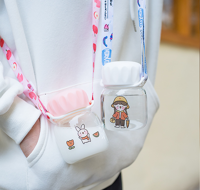 Cute Mini Glass Cup Small Korean Style Good-looking Water Cup Cartoon Portable Borosilicate Small Capacity Pocket Cup