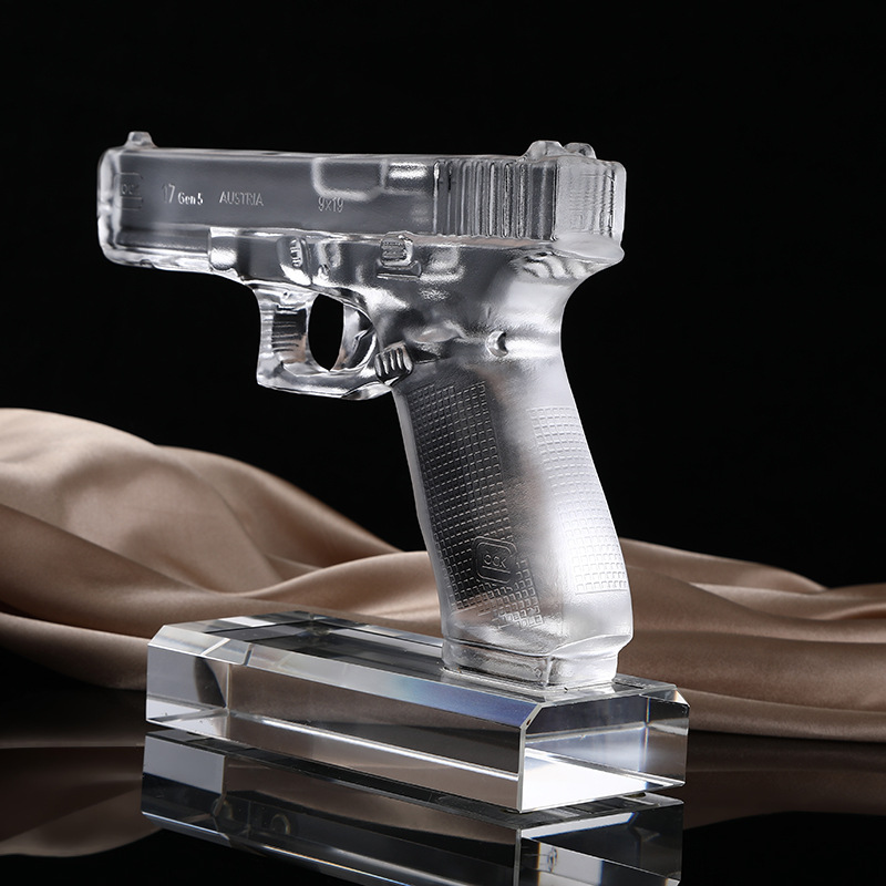 Jingqiong Crystal Pistol Model Crystal Soldier Gift Souvenir Trophy Medal Crafts