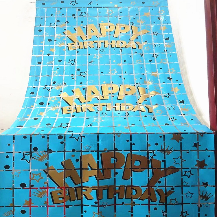 Pet English Birthday Cube Tinsel Curtain Background Fabric Birthday Party Bar Party Atmosphere Layout Background