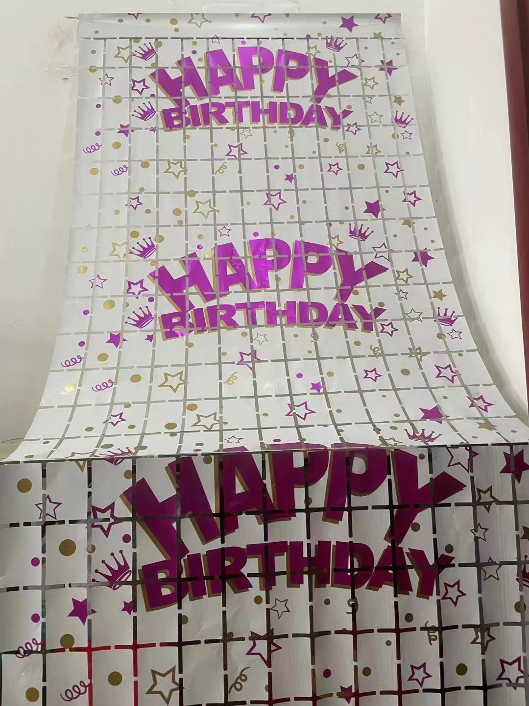 Pet English Birthday Cube Tinsel Curtain Background Fabric Birthday Party Bar Party Atmosphere Layout Background