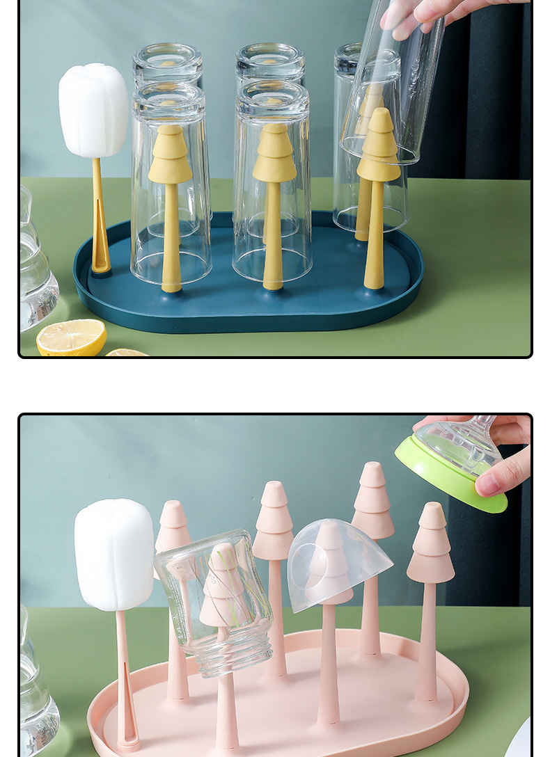 Forest Cup Holder Feeding Bottle Drain Cup Holder Home Comes with Cup Brush Glass Cup Holder Kitchen Drain Pallet Rack