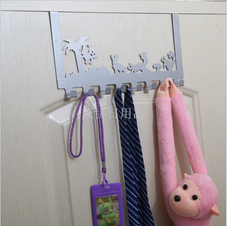 Iron art traceless door after nail free hook creative cartoon hook coat and hat hook after door hanger