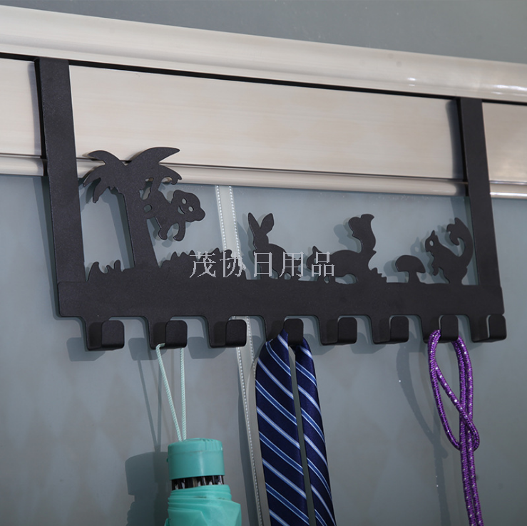 Iron art traceless door after nail free hook creative cartoon hook coat and hat hook after door hanger