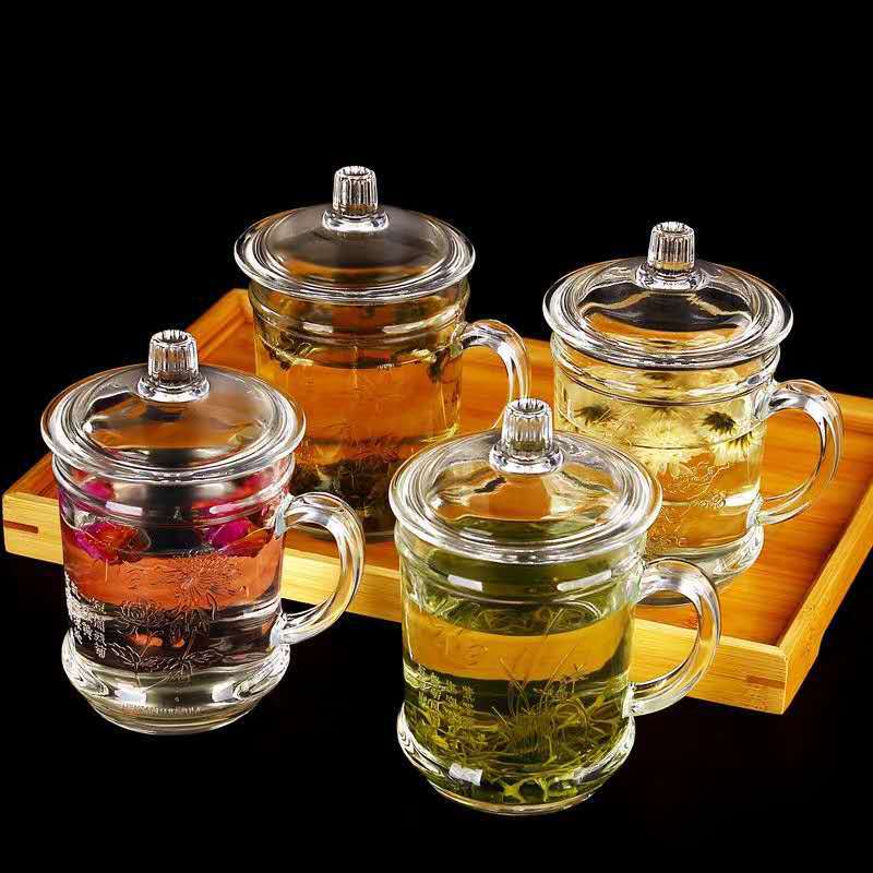 New Large Capacity Heat-Resistant Glass Cup with Cover Tea Maker Cup Boiling Water Cup Tea Cup Office Cup with Handle and Cover Gift