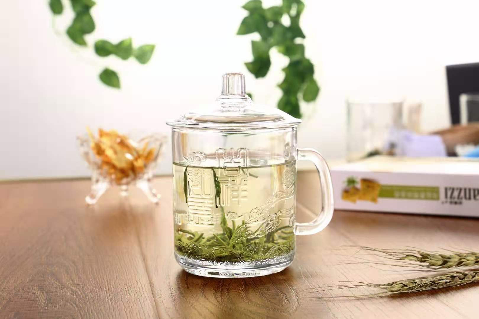 New Large Capacity Heat-Resistant Glass Cup with Cover Tea Maker Cup Boiling Water Cup Tea Cup Office Cup with Handle and Cover Gift