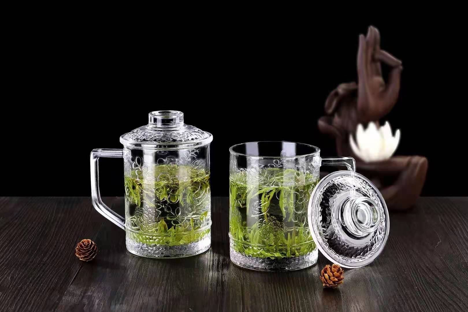 New Large Capacity Heat-Resistant Glass Cup with Cover Tea Maker Cup Boiling Water Cup Tea Cup Office Cup with Handle and Cover Gift