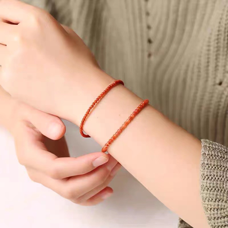 Natural South Red Agate Bracelet Simple Nanhong Agate Bracelet Small Fresh Women&#039;s Crafts Crystal Ornament Wholesale