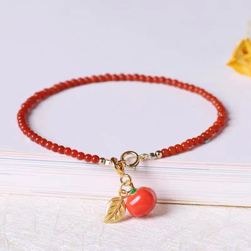 Natural South Red Agate Bracelet Simple Nanhong Agate Bracelet Small Fresh Women&#039;s Crafts Crystal Ornament Wholesale