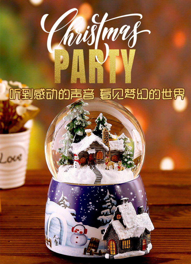 Crystal Ball Music Box Glowing Snow Christmas Gift Music Box Bluetooth Speaker Gift Resin Crafts