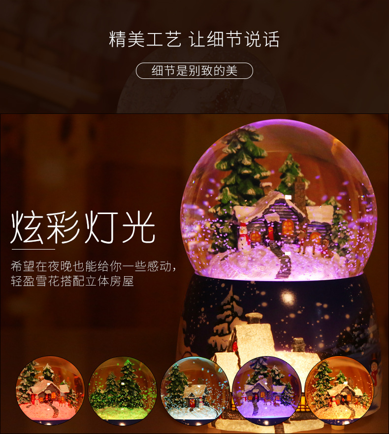 Crystal Ball Music Box Glowing Snow Christmas Gift Music Box Bluetooth Speaker Gift Resin Crafts