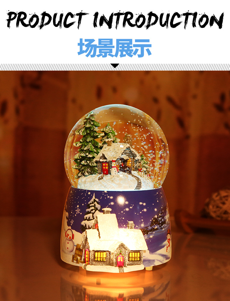 Crystal Ball Music Box Glowing Snow Christmas Gift Music Box Bluetooth Speaker Gift Resin Crafts