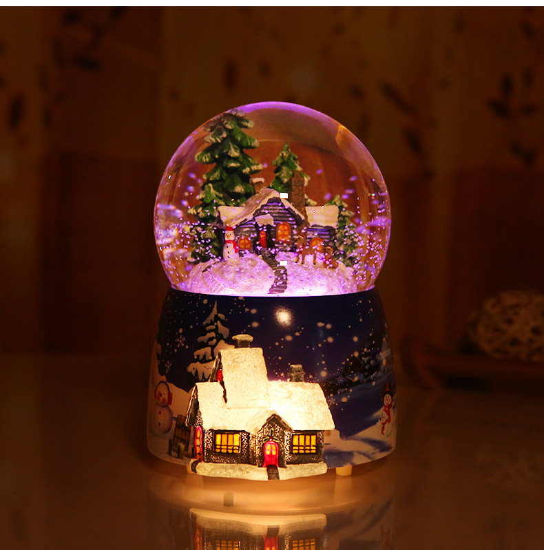 Crystal Ball Music Box Glowing Snow Christmas Gift Music Box Bluetooth Speaker Gift Resin Crafts