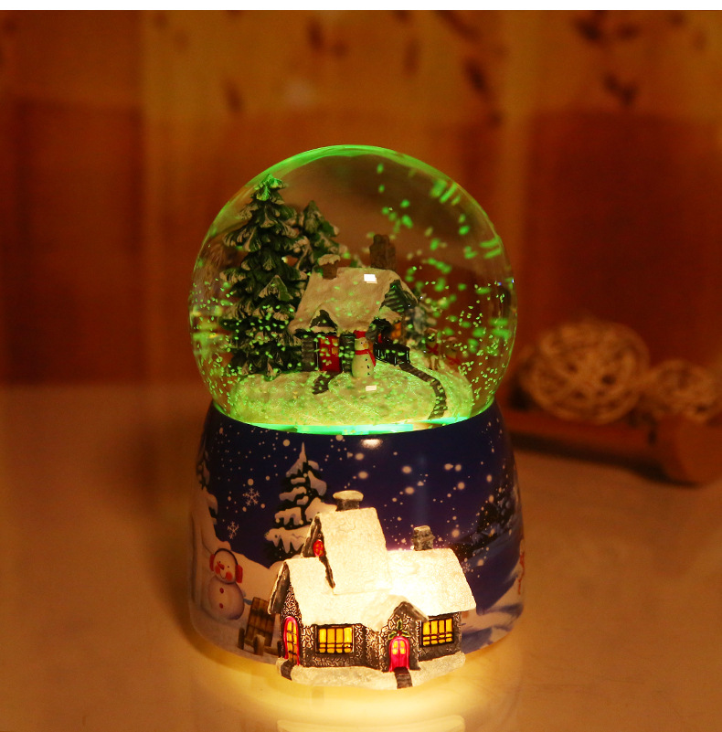 Crystal Ball Music Box Glowing Snow Christmas Gift Music Box Bluetooth Speaker Gift Resin Crafts
