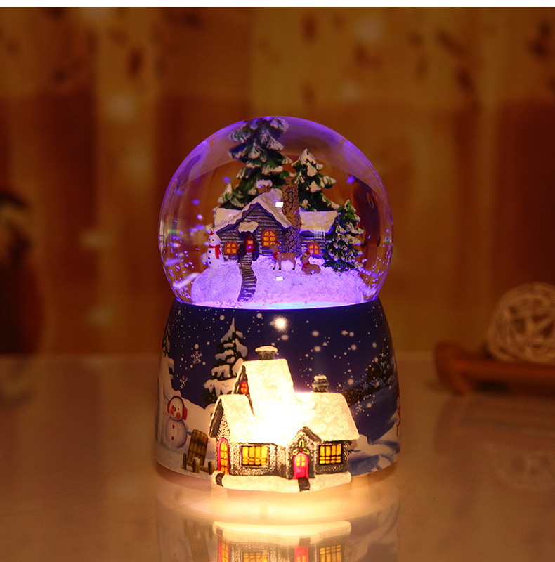 Crystal Ball Music Box Glowing Snow Christmas Gift Music Box Bluetooth Speaker Gift Resin Crafts