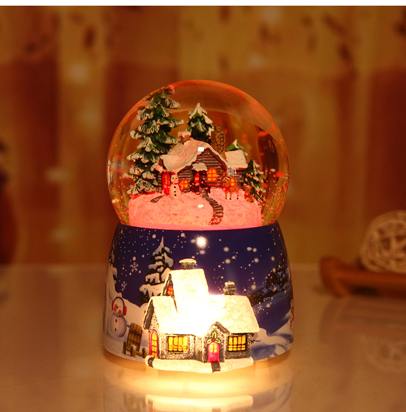 Crystal Ball Music Box Glowing Snow Christmas Gift Music Box Bluetooth Speaker Gift Resin Crafts