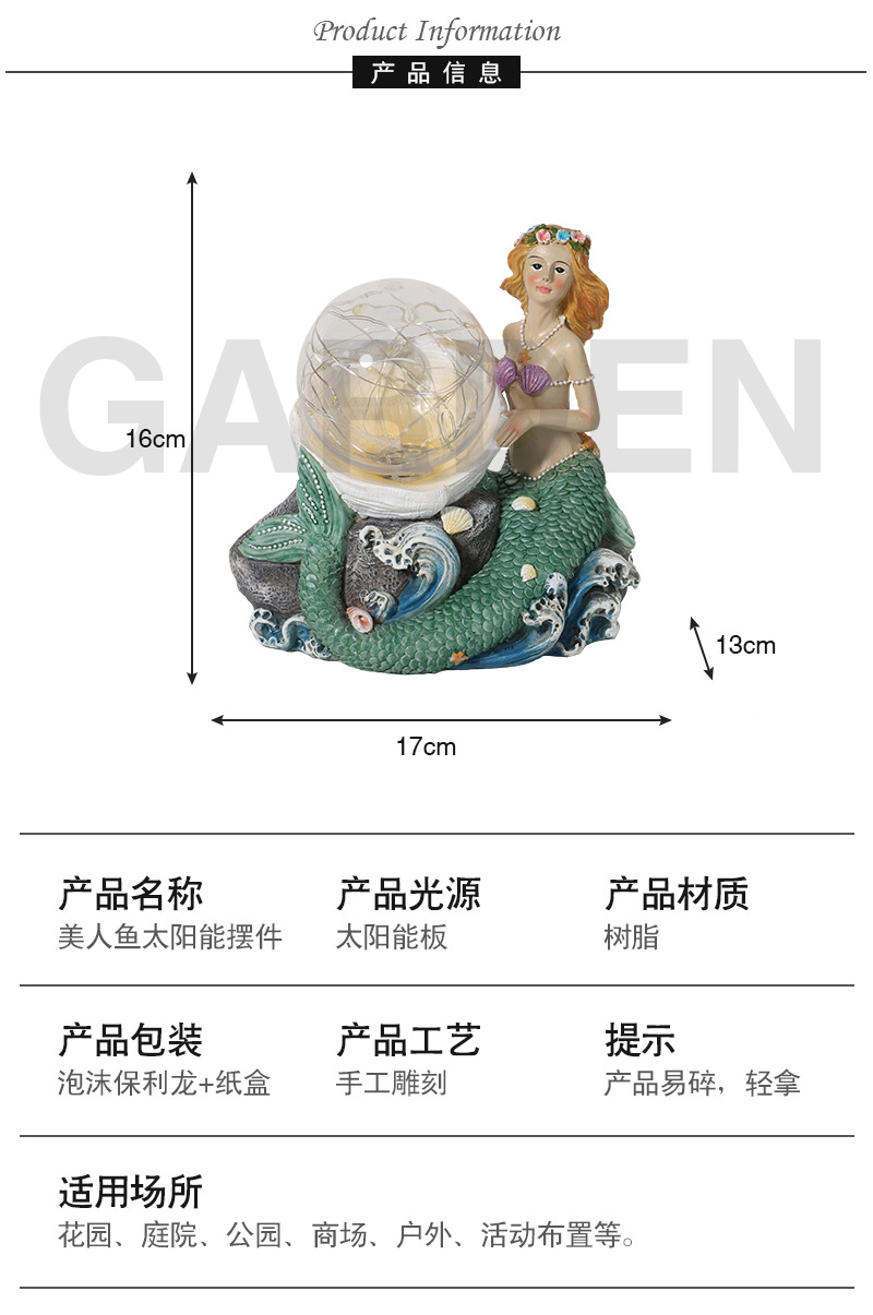 Garden Decorations American Luminous Christmas Crystal Ball Resin Crafts Mermaid Ornaments Wholesale New Year's Day Gifts Garden Decorations American Luminous Christmas Crystal Ball Resin Crafts Mermaid Ornaments Wholesale New Year's Day Gifts