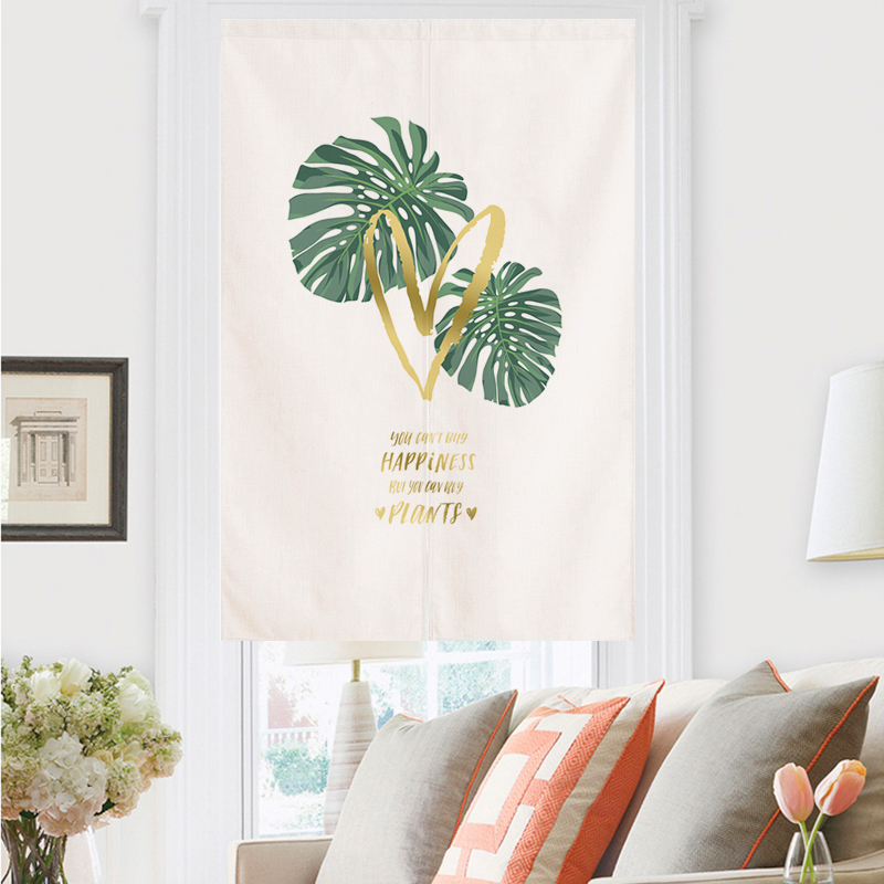 Door the Cord Fabric Art Punch-Free Bedroom Partition Curtain Household Kitchen the Cord Fabric Half Curtain Ins Wind Blocking Curtain