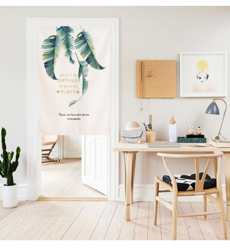 Door the Cord Fabric Art Punch-Free Bedroom Partition Curtain Household Kitchen the Cord Fabric Half Curtain Ins Wind Blocking Curtain
