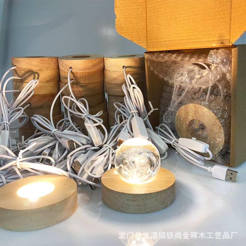 Solid Wood Luminous Crystal Base USB Interface 5V Switch Wooden Luminous Base Small Night Wood crafts Solid Wood Luminous Crystal Base USB Interface 5V Switch Wooden Luminous Base Small Night Wood crafts