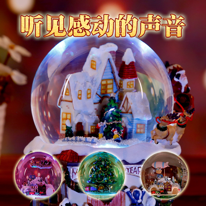 Santa Claus Snow Crystal Ball Music Box Music Box Crafts Creative Christmas Birthday Gift