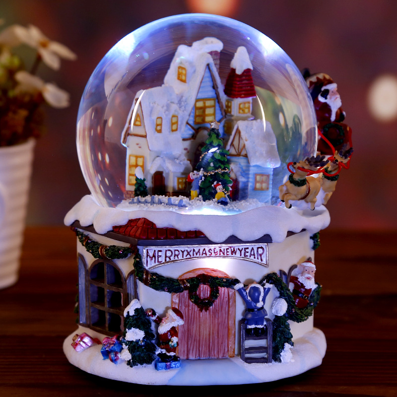 Santa Claus Snow Crystal Ball Music Box Music Box Crafts Creative Christmas Birthday Gift