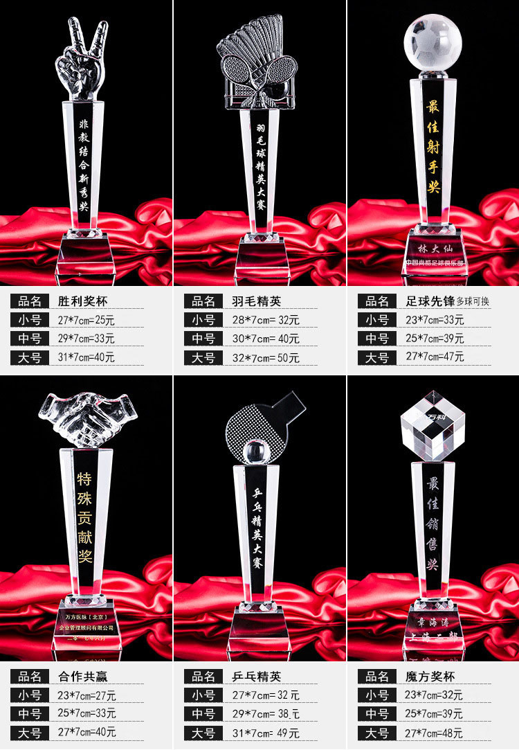New Crystal Trophy Medal Crafts Souvenir Customized Children's School Company Competition Trophy Customized Lettering New Crystal Trophy Medal Crafts Souvenir Customized Children's School Company Competition Trophy Customized Lettering