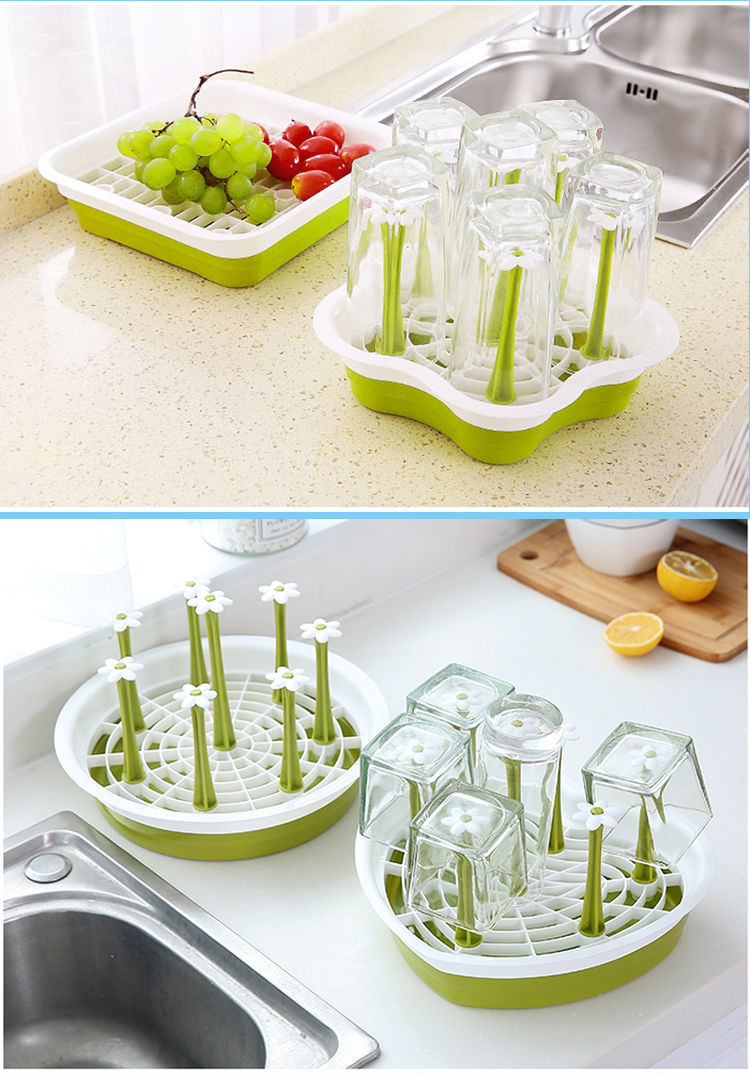 Creative Plastic Drain Cup Holder Kitchen Storage Rack Glass Cup Tea Cup Storage Rack Water Cup Hanger Drying Cup
