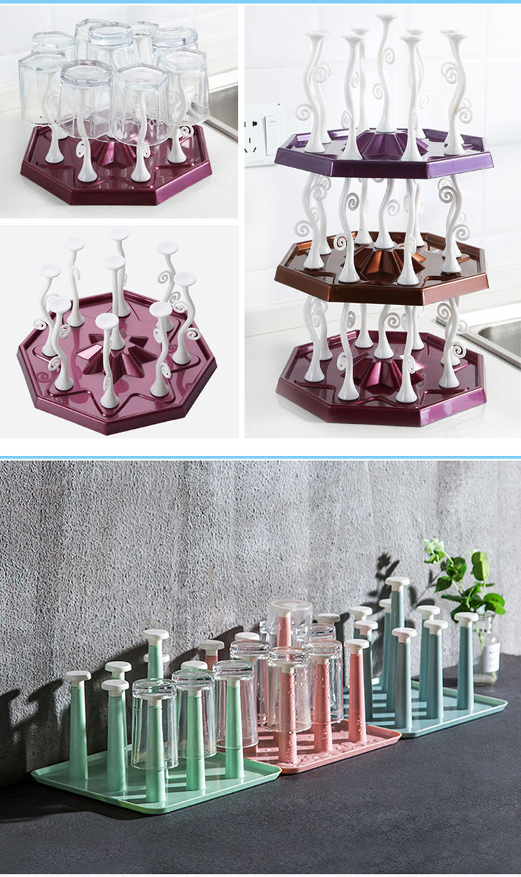 Creative Plastic Drain Cup Holder Kitchen Storage Rack Glass Cup Tea Cup Storage Rack Water Cup Hanger Drying Cup