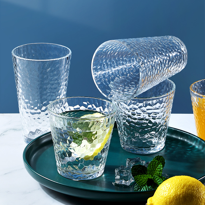 Glass Cup Home Breakfast Cup Minimalist Creative Hammered Ins Wind Cup Female Beer Steins Coffee Juice Cup